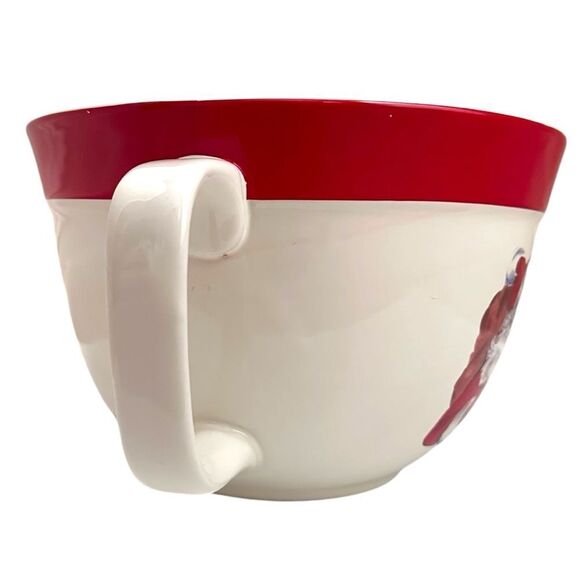 The Bake Shop Christmas Mixing Bowl Handle Spout Vintage Santa Tree Design - Picture 6 of 10